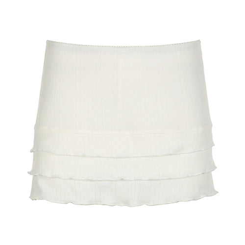 Load image into Gallery viewer, y2k Korean Style White Summer Mini Skirt Tierred Ruched Slim Hottie Women Skirt Sweet Cute Coquette Short Three-Layer
