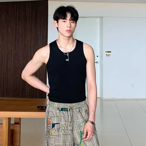 Load image into Gallery viewer, Minimalist Men&#39;s Tank Tops Slim Metal Design Causal Round Collar Sleeveless Male Tops Solid Color Trend Summer 9C6773
