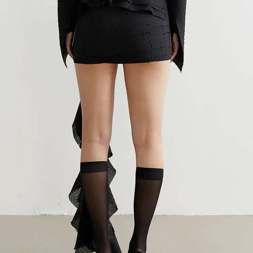 Load image into Gallery viewer, High Waist Black Irregular Ruffles Burr Personality Mini Half-body Skirt Women Fashion Tide New Spring Summer 2025 1DF6154
