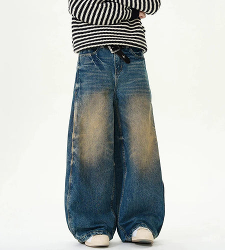 Men's Jeans American Fashion Nostalgic Washed Mud Dyed Curved Knife Denim Pants Summer New Male Bottoms High Street 9W1460