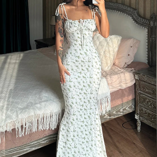 Load image into Gallery viewer, Floral Print Sleeveless Backless Slips Lace Up Maxi Dress Sexy Bodycon Summer Elegant Outfits Holiday Party Wholesale
