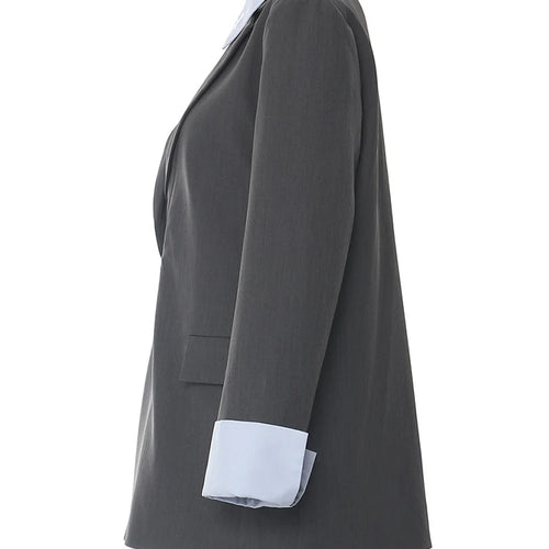 Load image into Gallery viewer, Women Brown Color-block Big Size Elegant Blazer New Lapel Long Sleeve Jacket Fashion Tide Spring Autumn 2025 1DH5932
