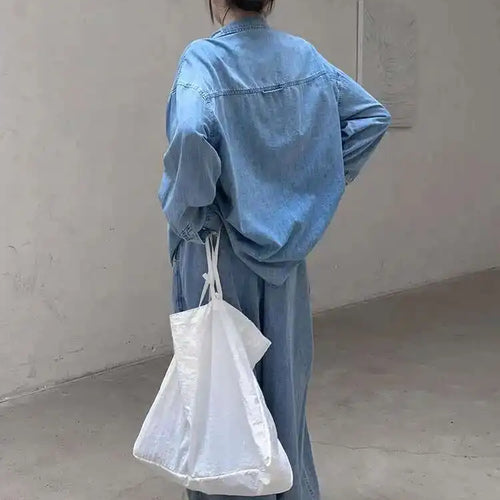 Load image into Gallery viewer, High Waist Light Blue Pocket Brief Long Denim Wide Leg Jeans New Women Trousers Fashion Tide Spring Autumn 2025 1DH8364
