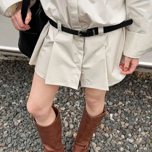 Load image into Gallery viewer, Women White Hem Pleated Elegant Big Size Mini Shirt Dress New Lapel Long Sleeve Fashion Tide Spring Autumn 2025 1DH9552
