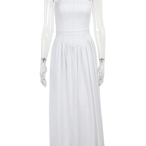 Load image into Gallery viewer, Elegant White Sundress Spaghetti Strap Backless Midi Dress For Women Fashion Sleeveless A-line Loose Long Dress New
