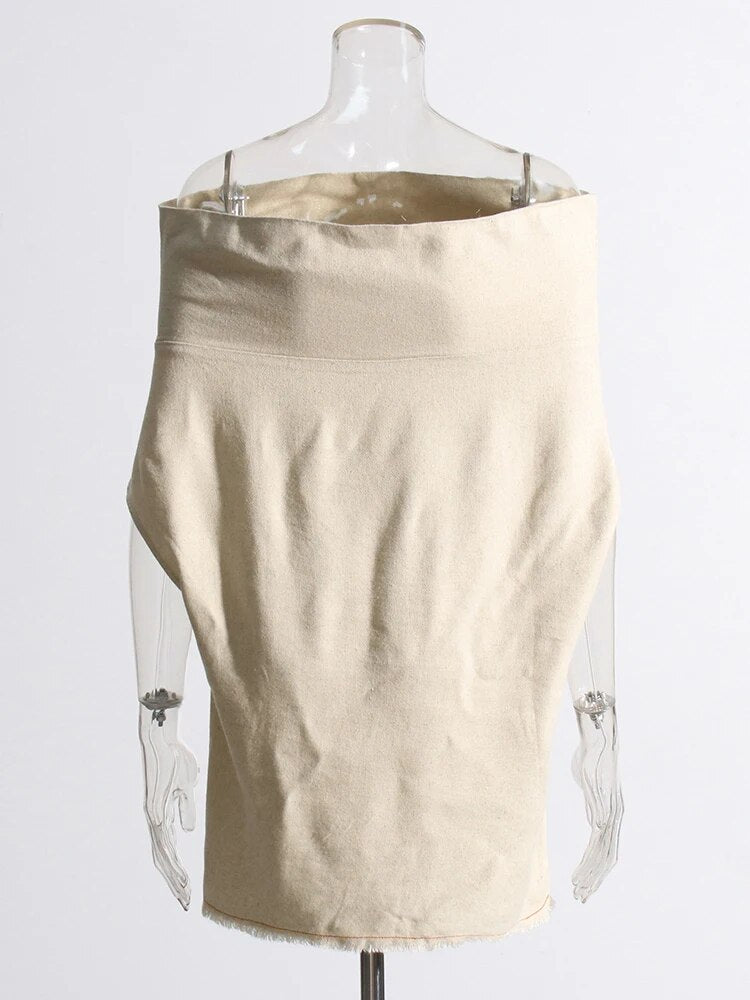 VintageTank Tops For Women Slash Neck Sleeveless Minimalist Patchwork Buttion Summer Vest Female Fashion Clothing