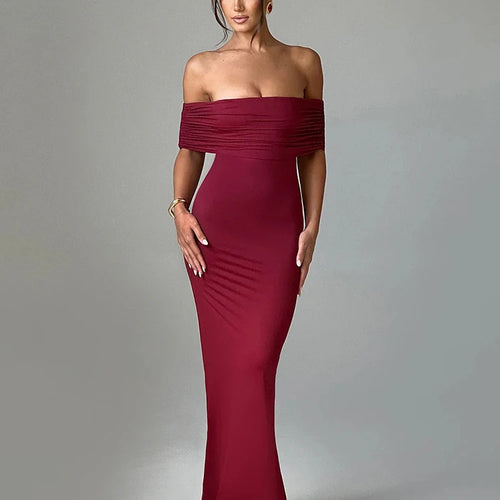 Load image into Gallery viewer, Elegant One Shoulder Backless Elastic Tight Evening Dress Women's Sexy Sleeveless Slim Max Female Vestidos Partywear
