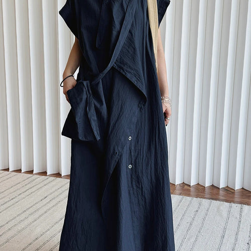 Load image into Gallery viewer, Women  Beige Ruffles Big Size Elelgant Long Dress New Stand Collar Short Sleeve Fashion Tide Spring Summer 2025 1DJ1406
