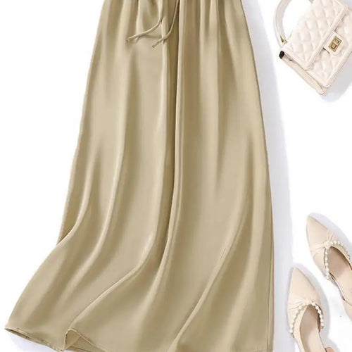 Load image into Gallery viewer, Summer Solid Casual High Waist Long Skirt Women&#39;s Korean Fashion Drawstring Lace-up Holiday Skirts 2024 Simplicity Popular Trend
