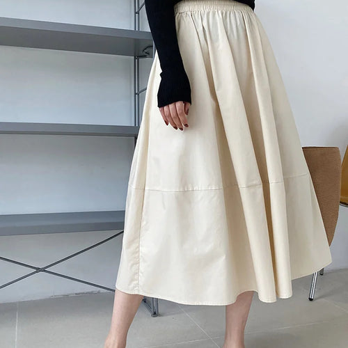 Load image into Gallery viewer, High Elastic Waist Gray Brown Casual A-LINE Midi Half-body Skirt Women Fashion Tide New Spring Autumn 2025 1DE2807
