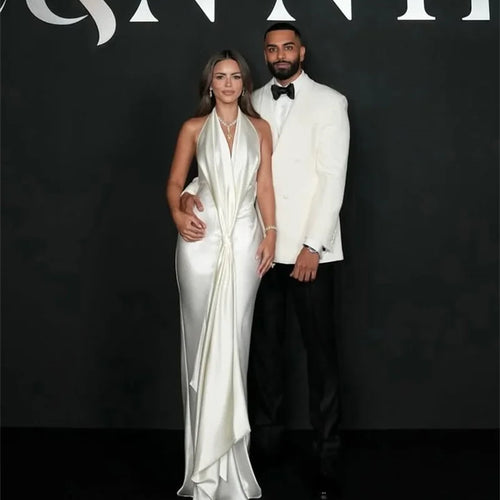 Load image into Gallery viewer, Satin Deep V Neck Backless Sexy Maxi Dress Women Elegant Halter Sleeveless Lace-up High Waist Draped Ruched Long Dress
