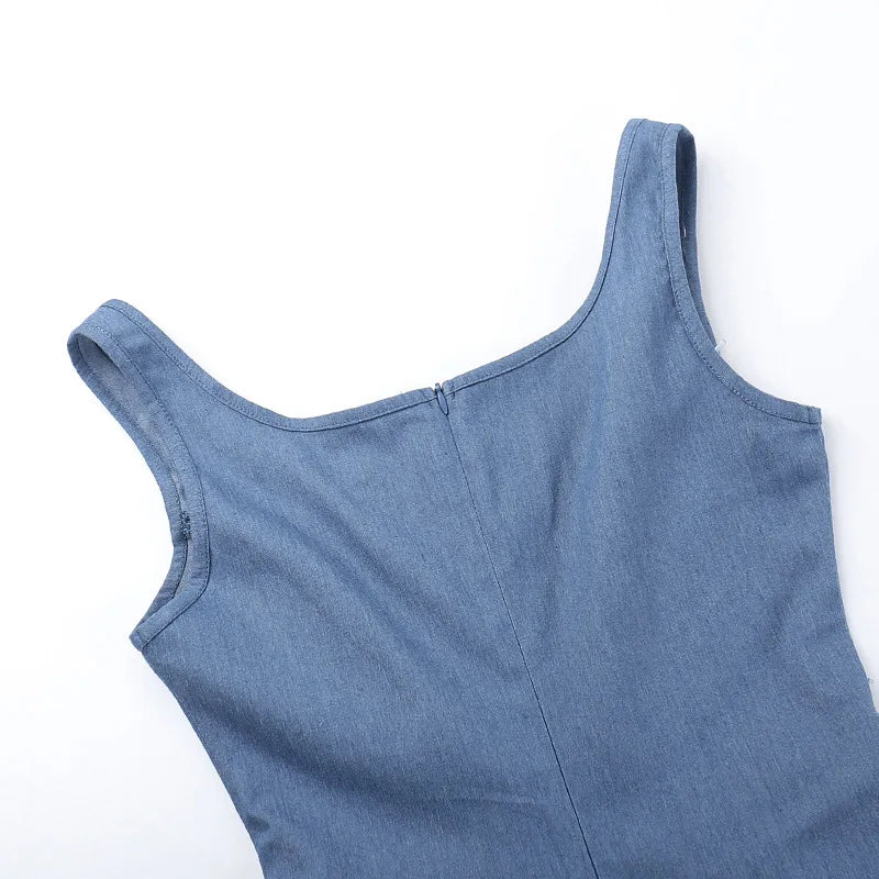 Flower Denim Mini Dress For Women Fashion Strapless Backless Ruched Dresses Femme Sleeveless Skinny Sexy Dress