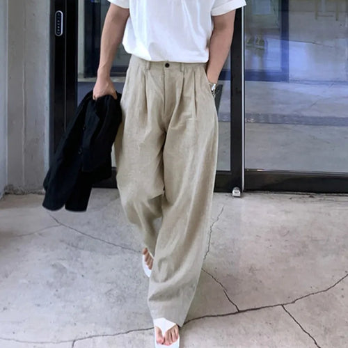 Load image into Gallery viewer, Korean Style Men&#39;s Casual Pants Pockets Soild Color Straight Wide Leg Male Loose Trousers Autumn Simple 9C7066
