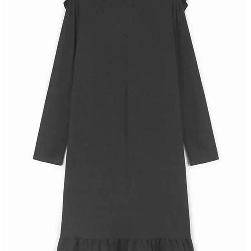 Load image into Gallery viewer, Women Black Ruffles Spliced Big Size Elegant Dress New Round Neck Long Sleeve Fashion Tide Spring Autumn 2025  1DH9813
