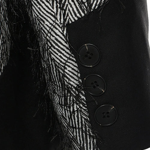 Load image into Gallery viewer, Women Gray Color-block Tassels Big Size Long Blazer New Lapel Long Sleeve Jacket Fashion Tide Spring Autumn 2025 7AB1820
