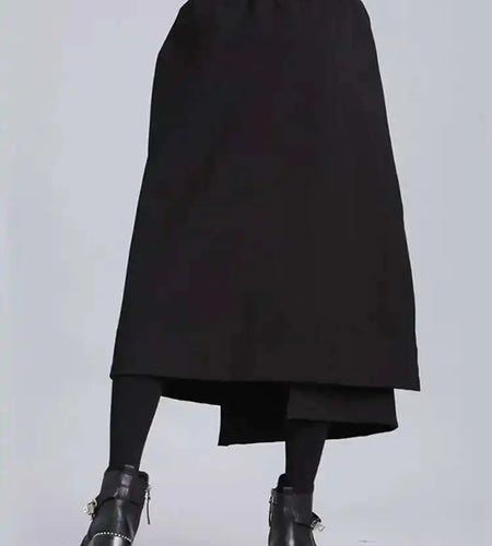 High Elastic Waist Black Irregular Ribbon Long Casual Half-body Skirt Women Fashion Tide New Spring Autumn 2025 JL233