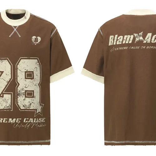 Load image into Gallery viewer, Vintage Men T-Shirt Y2K Grunge Graphic Printed Ripped Patchwork Streetwear Tshirt Hip Hop Harajuku Casual Punk Gothic Baggy Top
