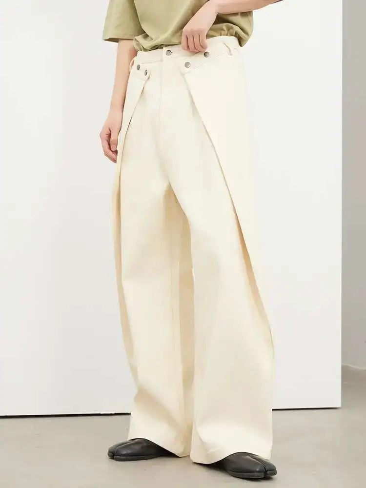 High Waist Black Pleated Button Long Wide Leg Pants New Loose Fit Trousers Women Fashion Tide Spring Autumn 2025 1DF8330