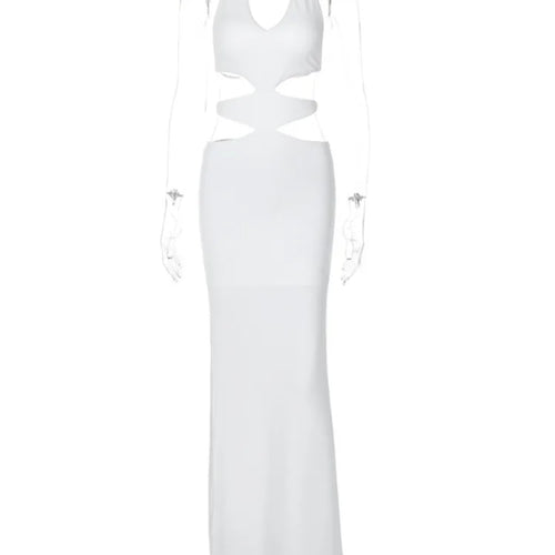 Load image into Gallery viewer, Elegant Hanging Neck Hollow Out Tight Long Dress For Women 2024 Summer New Sexy Backless Dress Party Club Evening Dress
