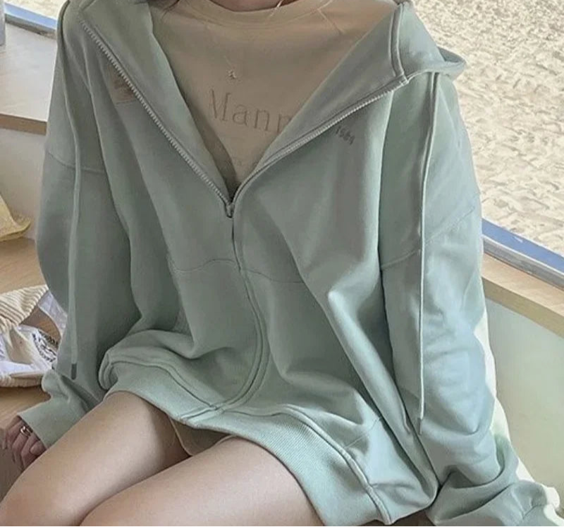 Fashion Hoodies Wome Clothing Zipper Hooded Oversized Jackets 2023 Ropa Mujer Vintage Casual Japanese Sweatshirts Y2k Tops 7k391