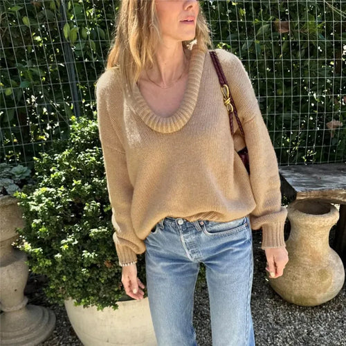 Load image into Gallery viewer, Long Sleeve Loose Knit Sweater Women Winter O Neck Pullovers Casual Warm Knitted Sweaters Tops Femme Knit Pullover Tops
