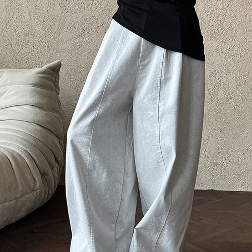Load image into Gallery viewer, High Waist White Pleated Brief Long Elegant Wide Leg Jeans New Women Trousers Fashion Tide Spring Autumn 2025 1DH9977
