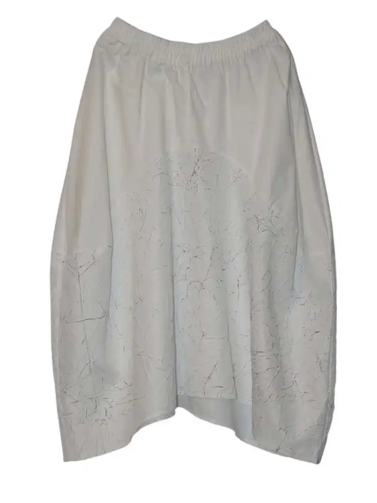 High Elastic Waist Black Textured Irregular A-line Half-body Skirt Women Fashion Tide New Spring Autumn 2025 1DJ0410