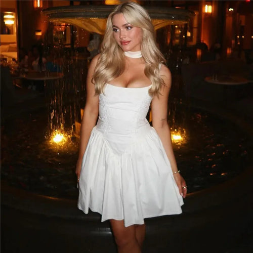 Load image into Gallery viewer, Backless Lace-up A-line Sexy Mini Dress For Women Fashion Spaghetti Strap Sleeveless Loose Club Party Dress Elegant
