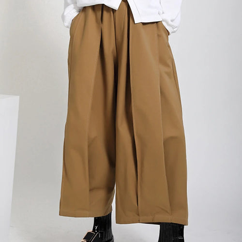 Load image into Gallery viewer, High Elastic Waist Yellow Pleated Shaped Pocket Wide Leg Pants New Trousers Women Fashion Tide Spring Autumn 2025 1DD0404
