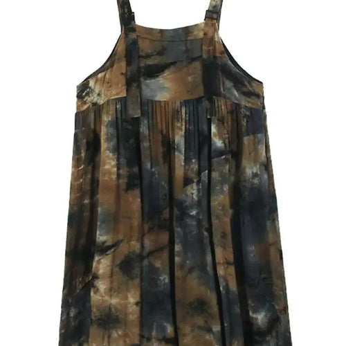 Load image into Gallery viewer, Women Tie Dye Pleated Big Size Casual Strap Dress New Square Collar Sleeveless Fashion Tide Spring Autumn 2025  1DH6611
