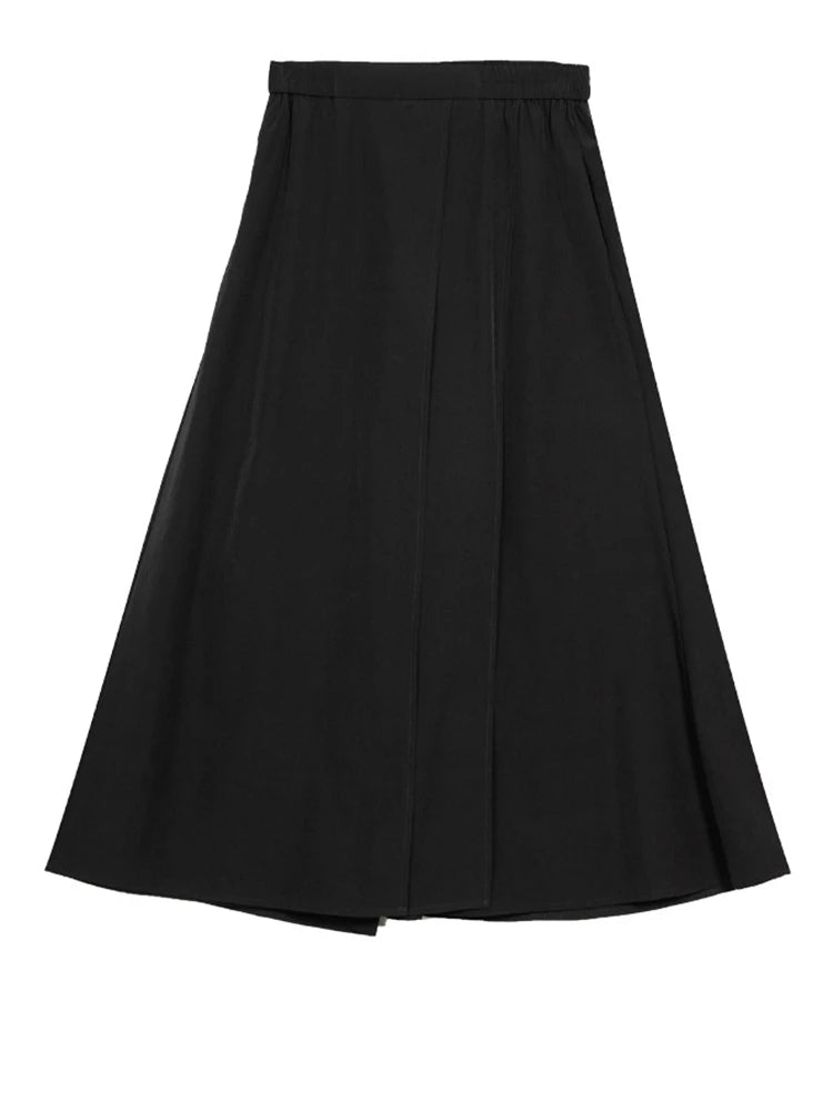 High Elastic Waist Black Irregular Pleated Long Wide Leg Pants New Trousers Women Fashion Tide Spring Autumn 2025 1DJ0963