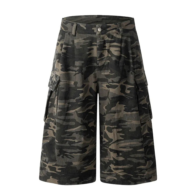 Men's cargo shorts American Style High Street Straight Leg pants Summer Loose Trendy Male Casual Bottoms 2025 9W1723