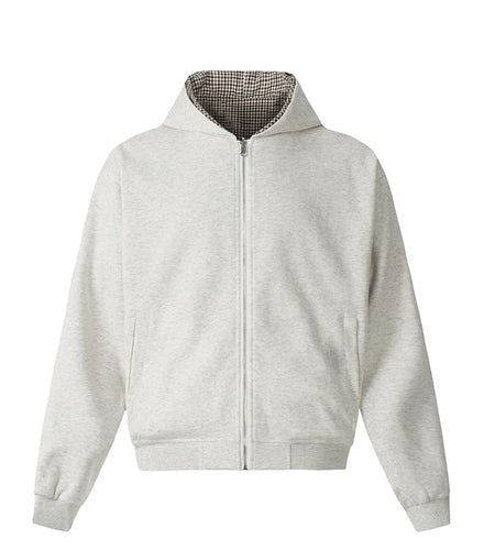 Men's Sweatshirts New Korean Style Doublesided Plaid Cardigan Hooded Trendy Zipper Design Male Causal Clothing 9W1890