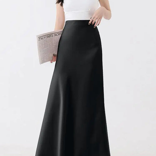 Load image into Gallery viewer, Korean Black Beige A-line Pleated Long Skirt Spring Summer Women 2024 Streetwear Pink High Waist Elegant Wrapped Hip Skirt Trend
