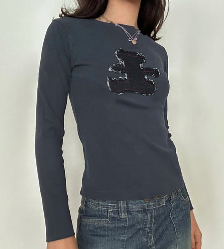 Harajuku Cartoon Long Sleeve Tee Shirt Women Y2K Korean Retro Skinny Women Tops Appliques T shirt Kawaii Clothes