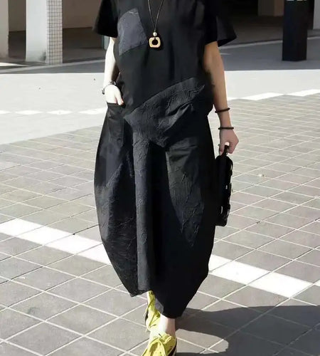 High Elastic Waist Black Textured Irregular A-line Half-body Skirt Women Fashion Tide New Spring Autumn 2025 1DJ0410