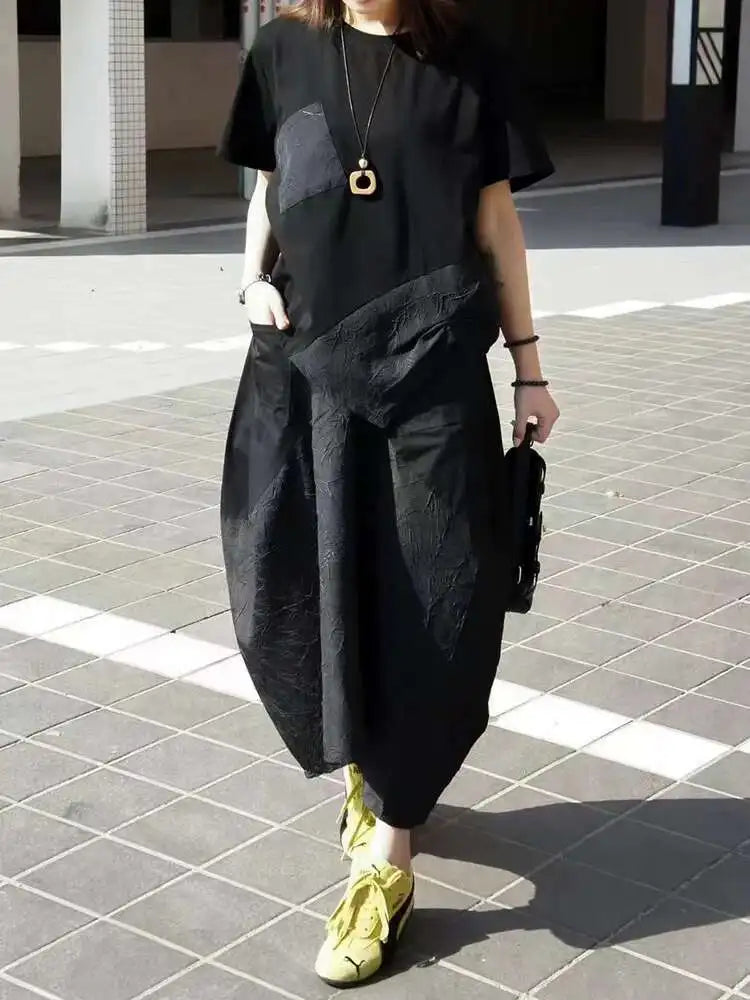 High Elastic Waist Black Textured Irregular A-line Half-body Skirt Women Fashion Tide New Spring Autumn 2025 1DJ0410
