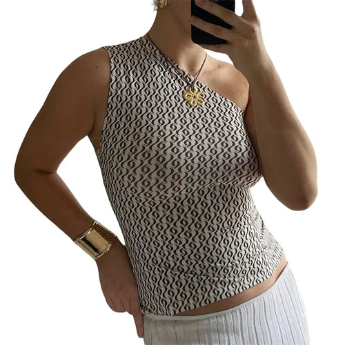 Load image into Gallery viewer, One Shoulder Tank Top for Women Floral Print Sleeveless Backless Vest Cropped T Shirt y2k Aesthetic Clothing Streetwear
