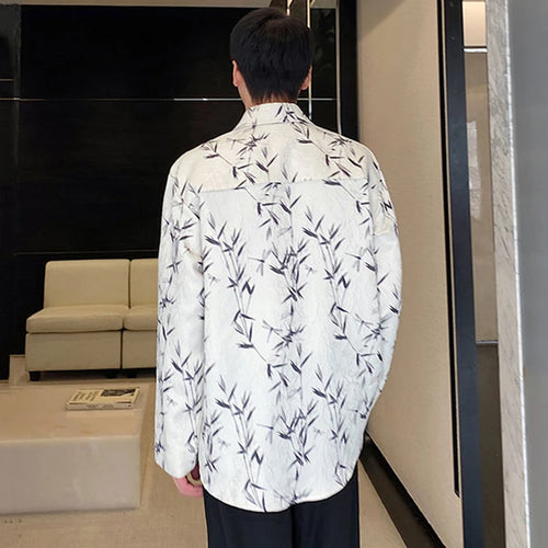 Load image into Gallery viewer, Male Shirts Ink Painting Lace-up Jacquard New Chinese Style Lapel Contrast Color Men&#39;s Long Sleeve Shirt 2025 Spring 9C4982
