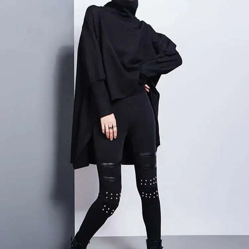 Load image into Gallery viewer, High Elastic Waist Black Brief Long Rivet With Fleece Casual Pants New Trousers Women Fashion Spring Autumn 2025 1DH7172
