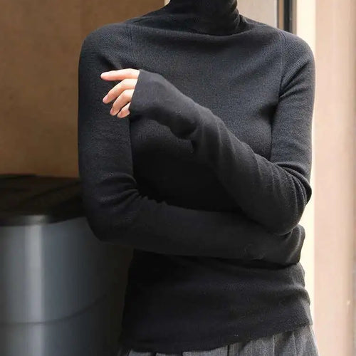 Load image into Gallery viewer, Gray Slim Elegant Knitting Sweater Turtleneck Long Sleeve Women Pullovers New Fashion Tide Spring Autumn 2025 1DH7116
