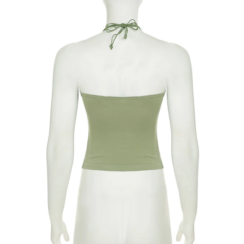 Load image into Gallery viewer, Vintage Solid Lace-Up With Beads Camisole Women‘s Holiday Slimming Halter Cropped Tops Backless Clothes Y2K Sexy New
