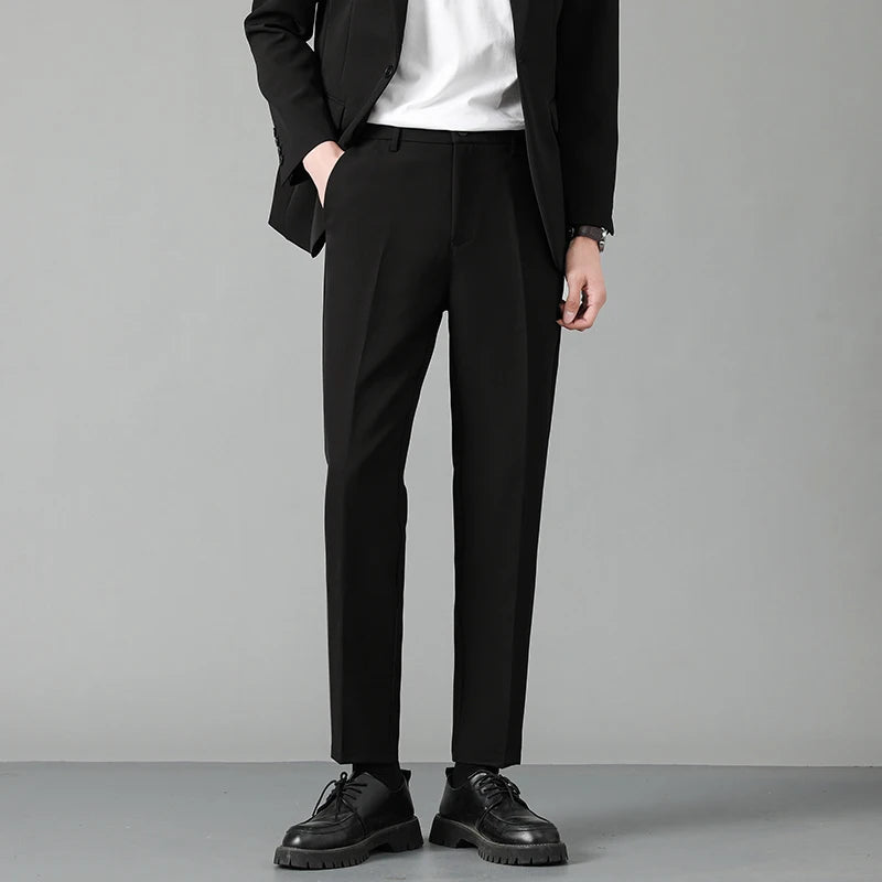 Summer Korean Style Men's Suit Pants Slim Center Line Casual Menwear Straight-leg Male Loose Bottom Simple 9C6764