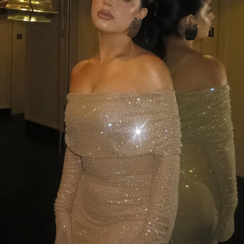 Load image into Gallery viewer, Sexy Buttocks Wrapped Long Dress For Women Fashion Temperament Ironing Board Slim One Line Neck Party Evening Dress 2024
