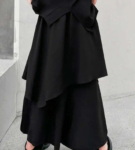 High Elastic Waist Black Striped Irregular Wide Leg Pants New Trousers Women Fashion Tide Spring Autumn 2025 1DH8291