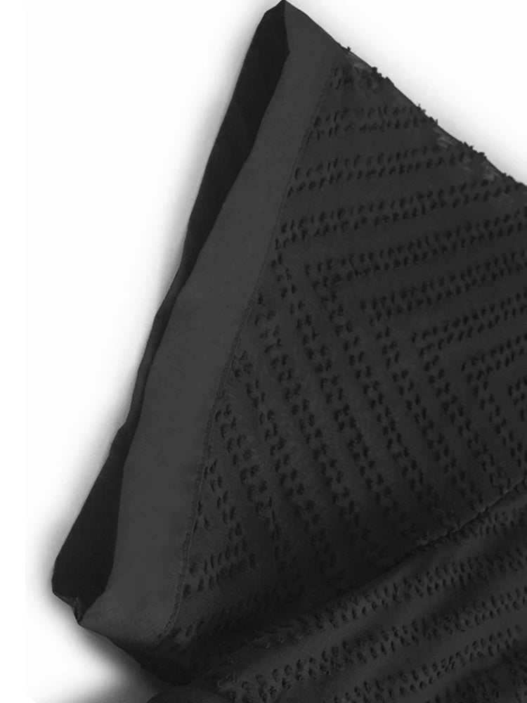 Women Blue Grid Hollow Out Big Size Midi Shirt Dress New Lapel Short Sleeve Fashion Tide Spring Summer 2025 1DJ1208