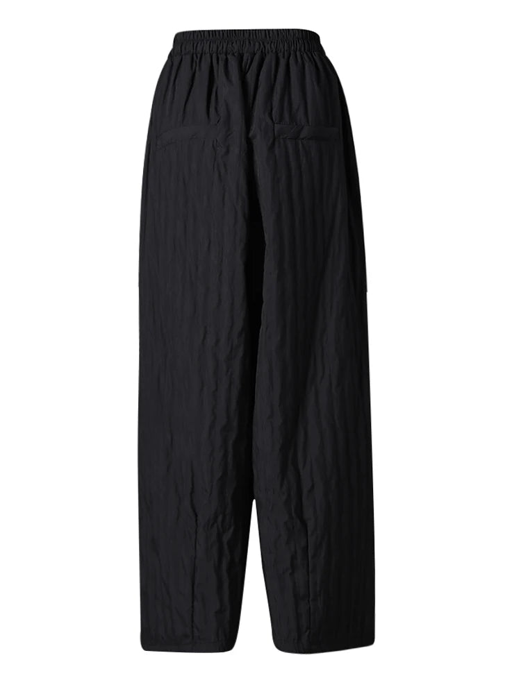 High Elastic Waist Beige Pleated Long Wide Leg Casual Pants New Trousers Women Fashion Tide Spring Autumn 2025 CPG2826