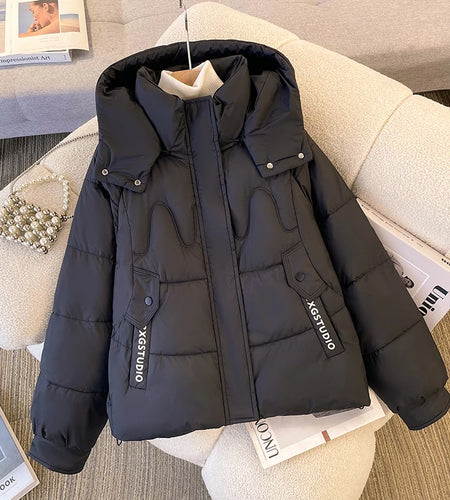 Korean Fashion Women 2024 New Black Beige Elegant Plus Size Jacket Winter Pink Thick Short Down Cotton Coat Casual Simplicity