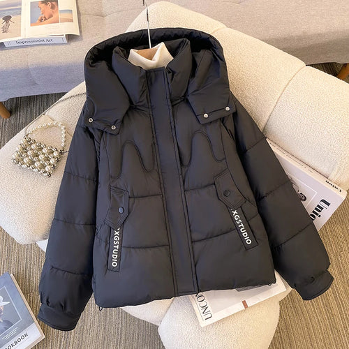 Load image into Gallery viewer, Korean Fashion Women 2024 New Black Beige Elegant Plus Size Jacket Winter Pink Thick Short Down Cotton Coat Casual Simplicity
