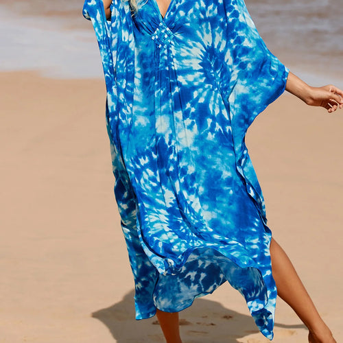 Load image into Gallery viewer, Sexy Zebra Printed V Neck Tunic Beach Cover Up Cover-ups Beach Dress Beach Wear Beachwear Beach Long Dress Female Women V4159
